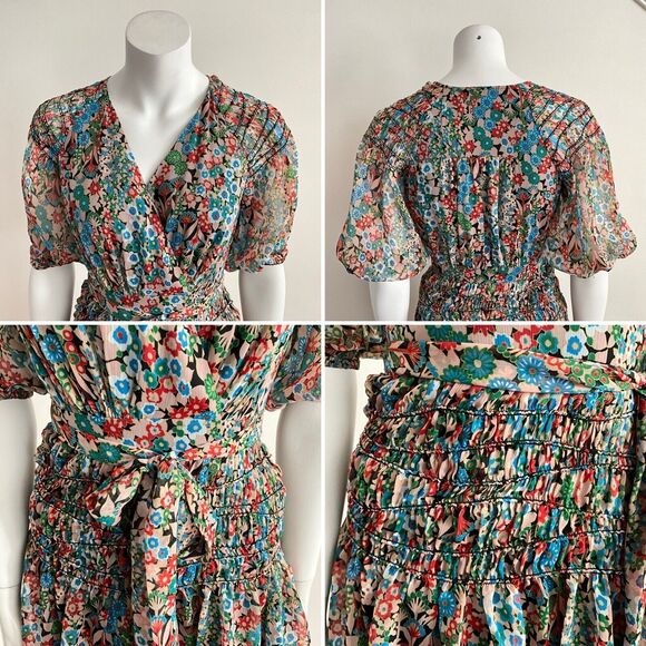 Ted Baker Dress 2 Floral Tiania Smock Panel Wrap Mini - Picture 10 of 11